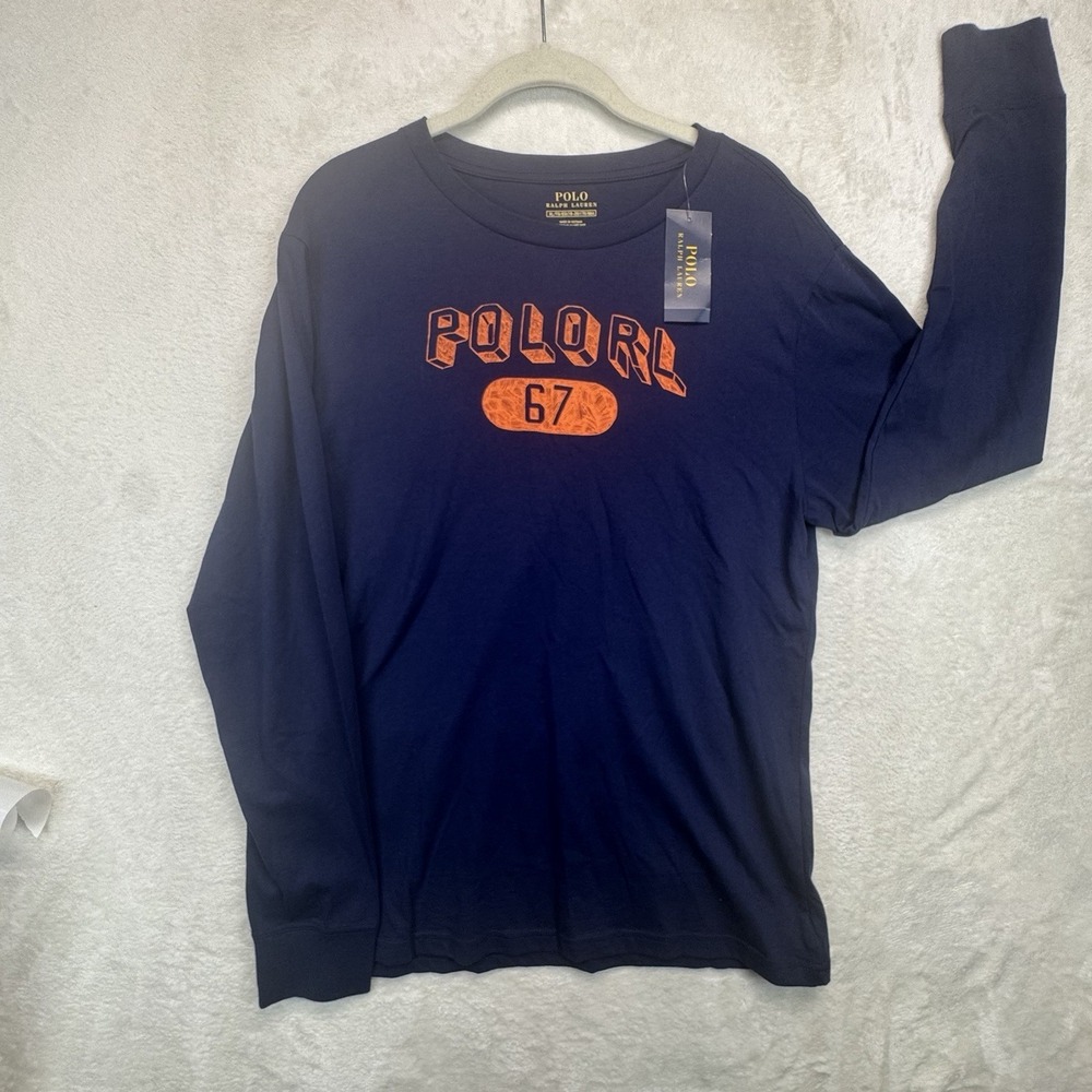 Polo Ralph‎ Lauren Graphic T Shirt Youth XL 18-20 Long Sleeve Navy NWT Logo